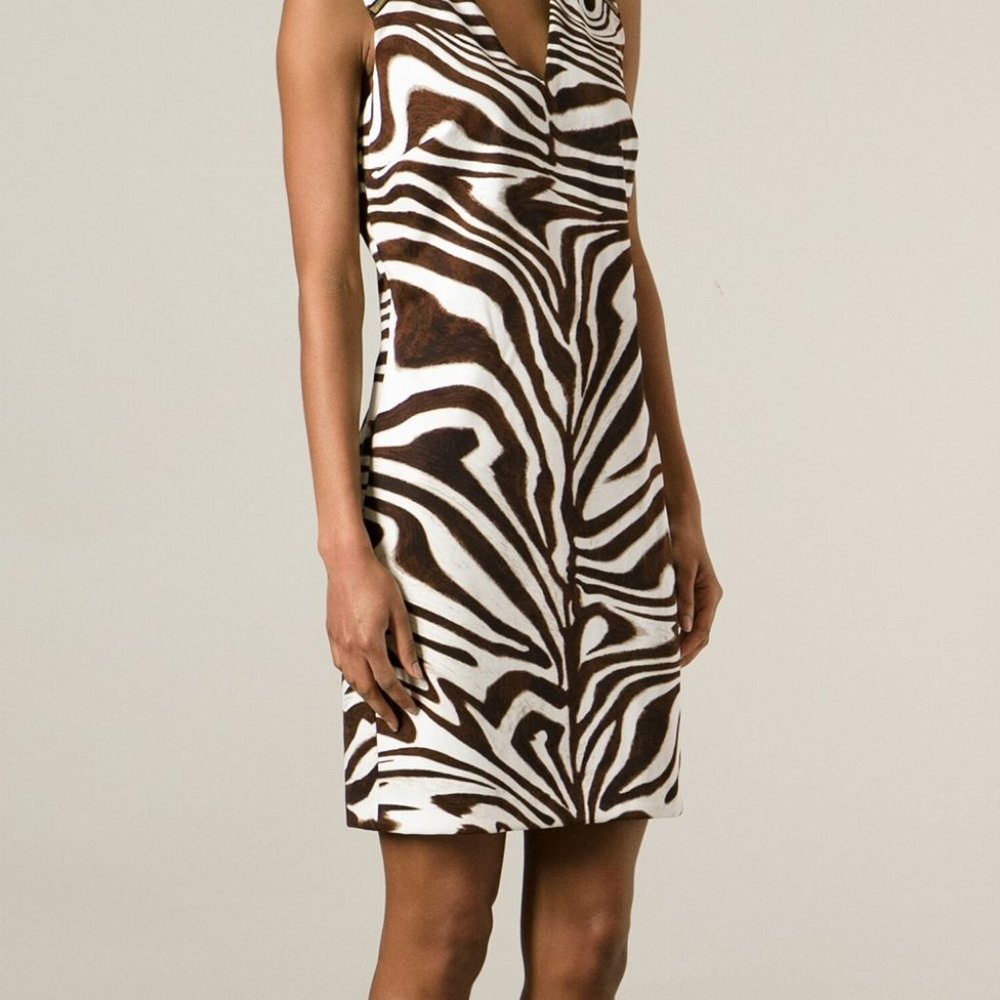 Michael Kors Sleeveless Brown Zebra Dress Sz S